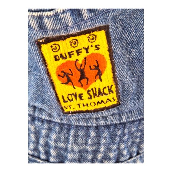 KC Caps Headshots Denim Bucket Hat Duffys Love Shack St. Thomas Y2K vented - Picture 2 of 13